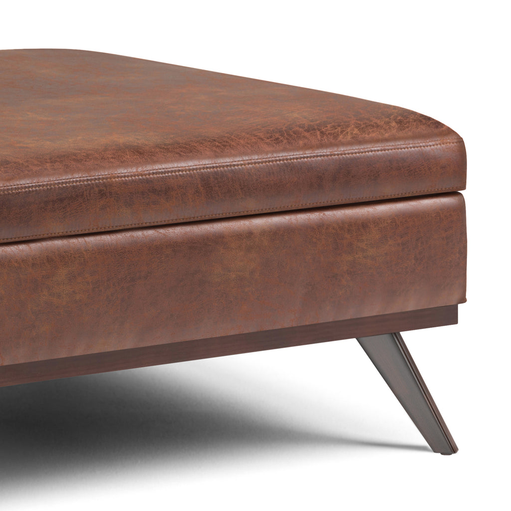 Owen 40 Inch Wide XL Square Coffee Table Storage Ottoman