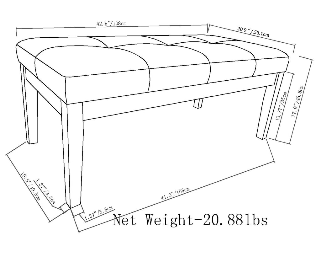 Lacey - Tufted Ottoman Bench - Distressed