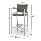 Outdoor Rust-Proof Aluminum Barstools with PE Rattan Seat - Set of 2