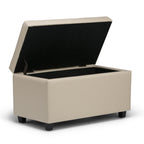Cosmopolitan 34 Inch Wide Storage Ottoman in Satin