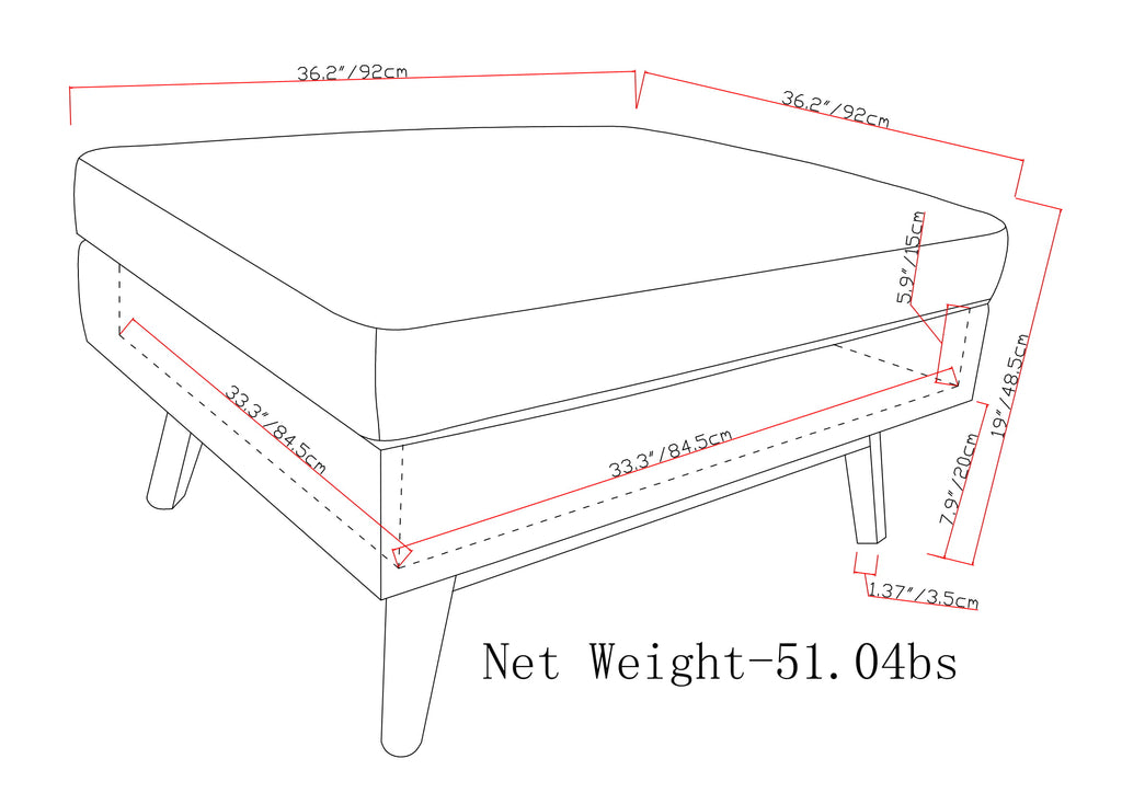 Owen Square Coffee Table Storage Ottoman