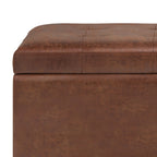 Cosmopolitan 34 Inch Wide Storage Ottoman in Distressed Saddle