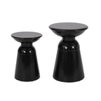 Serenita Outdoor Iron Side Tables with Flared Design, Set of 2