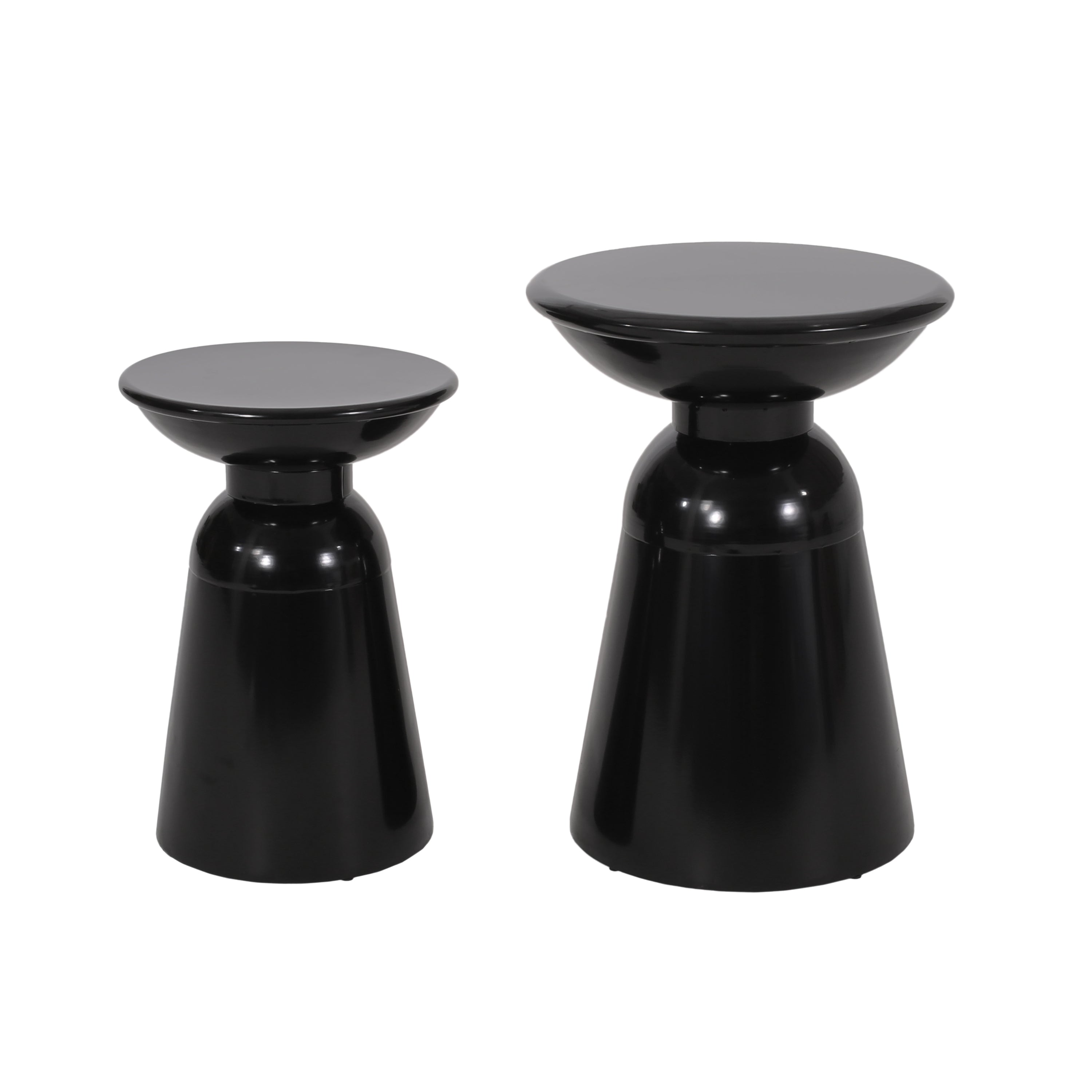 Serenita Outdoor Iron Side Tables with Flared Design, Set of 2