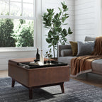 Owen 34-Inch Wide Tray Top Small Coffee Table Storage Ottoman