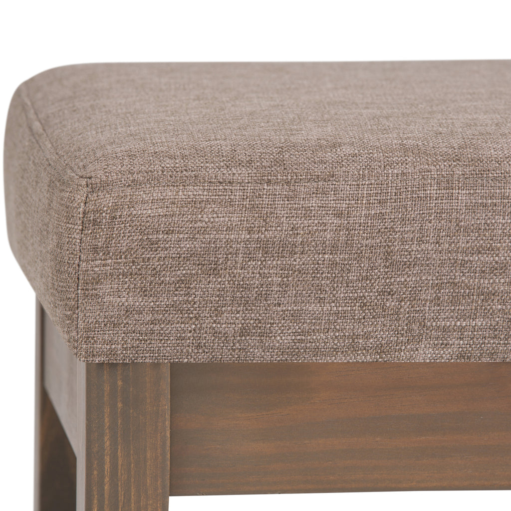 Milltown 27 Inch Wide Solid Wood Footstool Small Ottoman Bench in Fawn