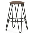 Simeon - 26" Metal Counter Height Stool with Wood Seat (Set of 2) - Cocoa