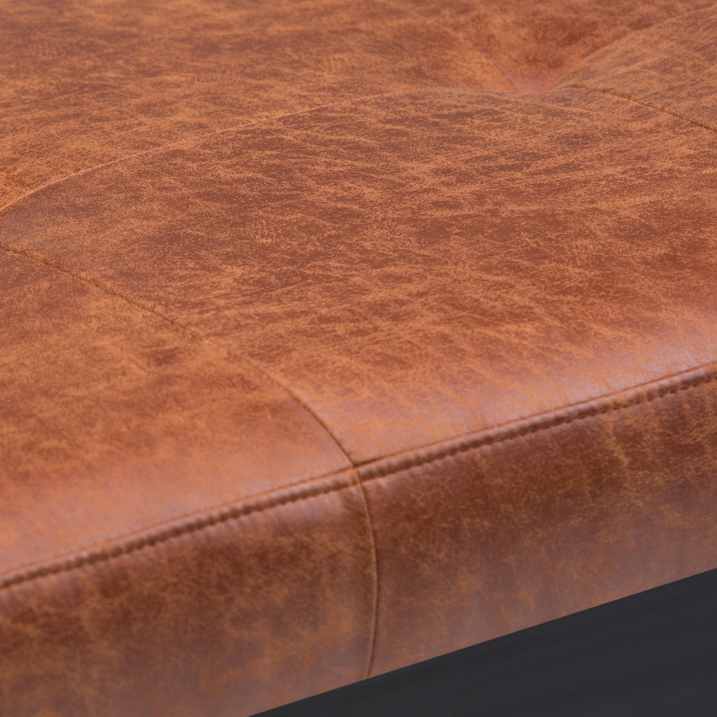 Lacey - Tufted Ottoman Bench - Distressed Saddle