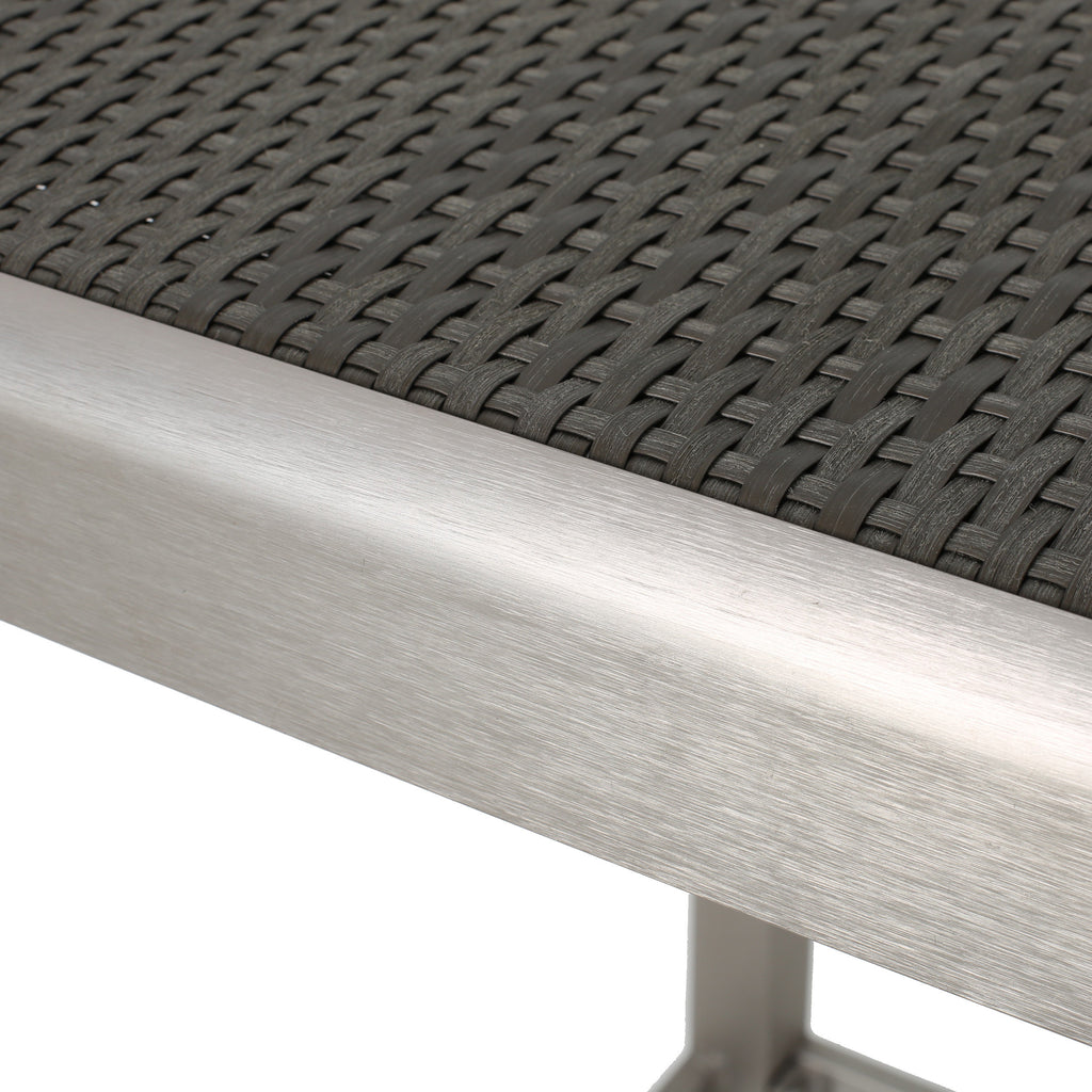 43" Outdoor Aluminum Frame Bar Table with PE Rattan Table Top