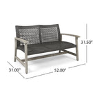Hampton Outdoor Acacia Wood Wicker Loveseat