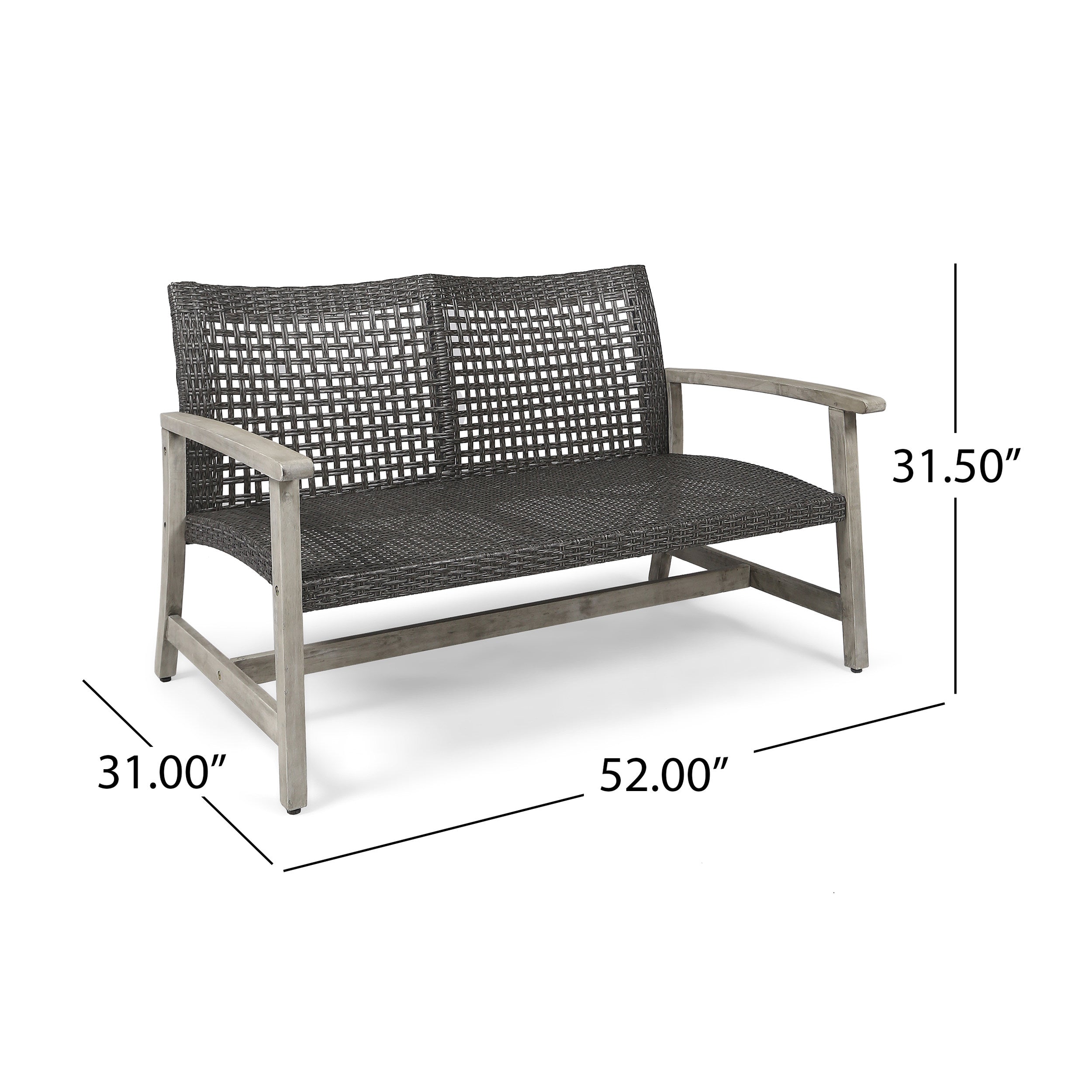 Hampton Outdoor Acacia Wood Wicker Loveseat