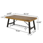 Outdoor Acacia Wood Coffee Table, Teak Finish / Rustic Metal