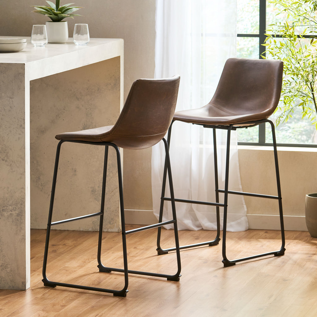 Set of 2 30" Cedric Faux Leather Barstool Vintage