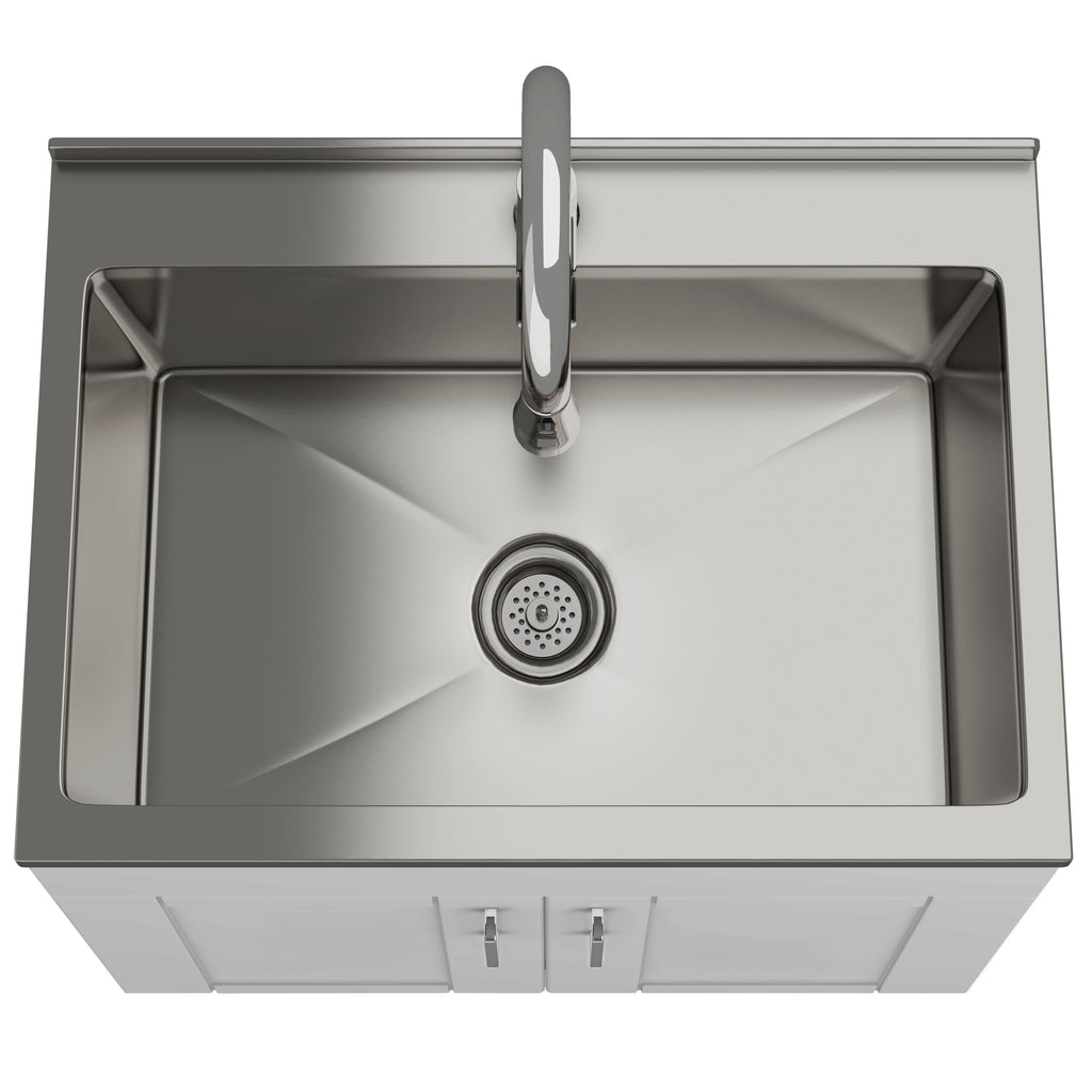 Modern Wide Shaker - 28" Laundry Cabinet with Faucet and Stainless Steel Sink