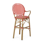 Outdoor Wicker and Aluminum 29.5" French Barstools, Set of 2