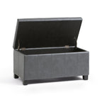 Dover 36 Inch Wide Storage Ottoman Bench in Stone