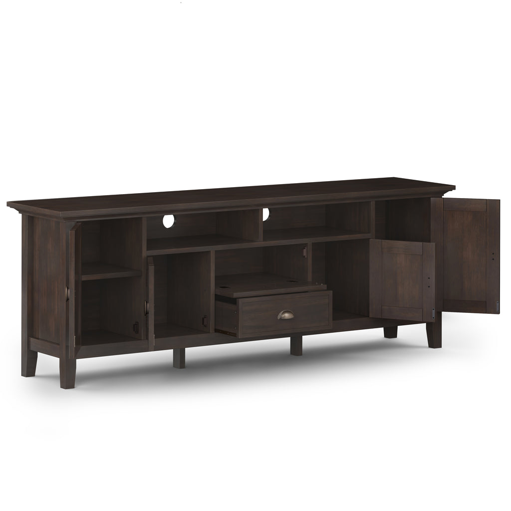 Redmond 72 Inch Wide Solid Wood TV Stand in Brunette