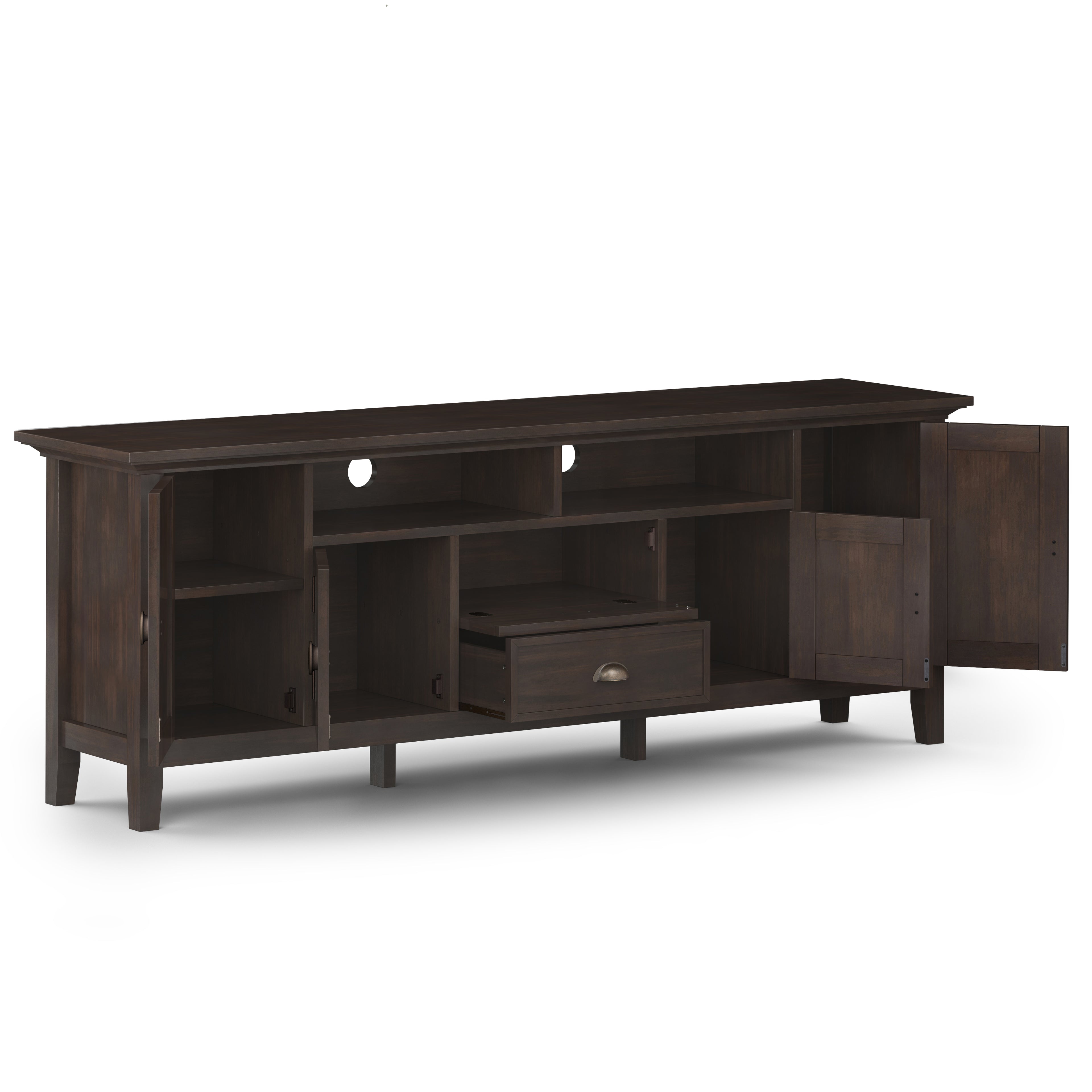 Redmond 72 Inch Wide Solid Wood TV Stand in Brunette