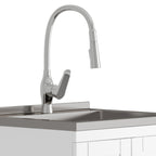 Reed Deluxe 24" Laundry Cabinet with Pull-out Faucet and Stainless Steel Sink