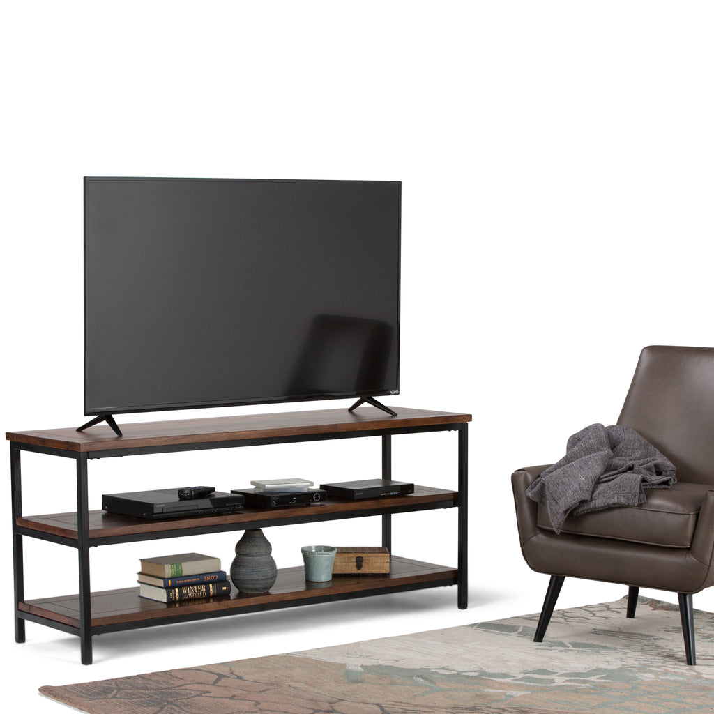 Skyler 60 Inch Wide Solid Mango Wood TV Stand in Dark