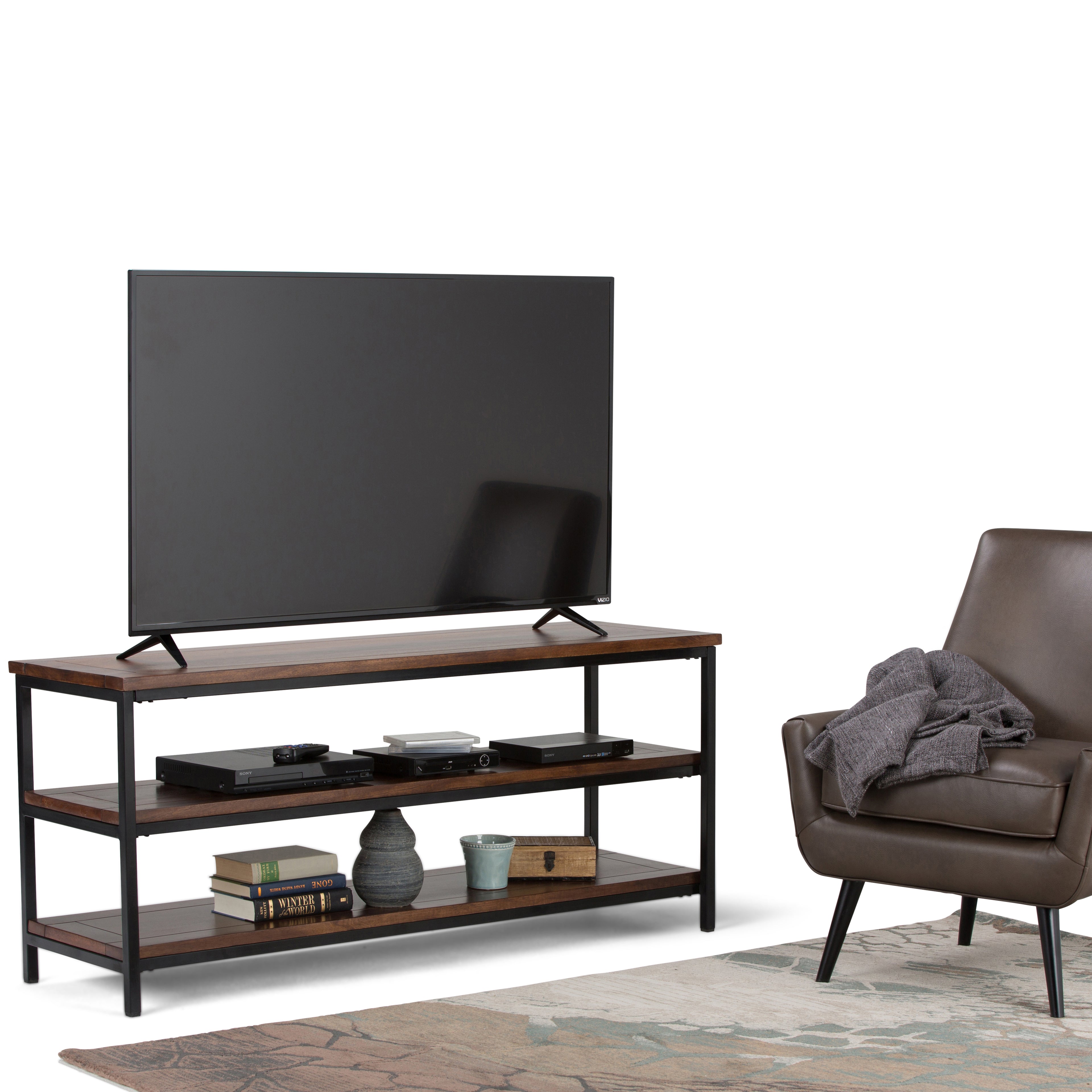 Skyler 60 Inch Wide Solid Mango Wood TV Stand in Dark