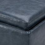 Rockwood 17 Inch Wide Cube Storage Ottoman with Tray in Denim