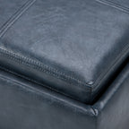 Rockwood 17 Inch Wide Cube Storage Ottoman with Tray in Denim