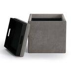 Rockwood 17 Inch Wide Cube Storage Ottoman with Tray