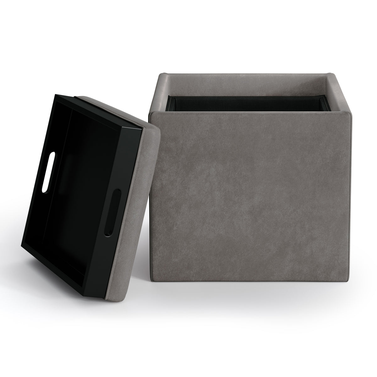 Rockwood 17 Inch Wide Cube Storage Ottoman with Tray