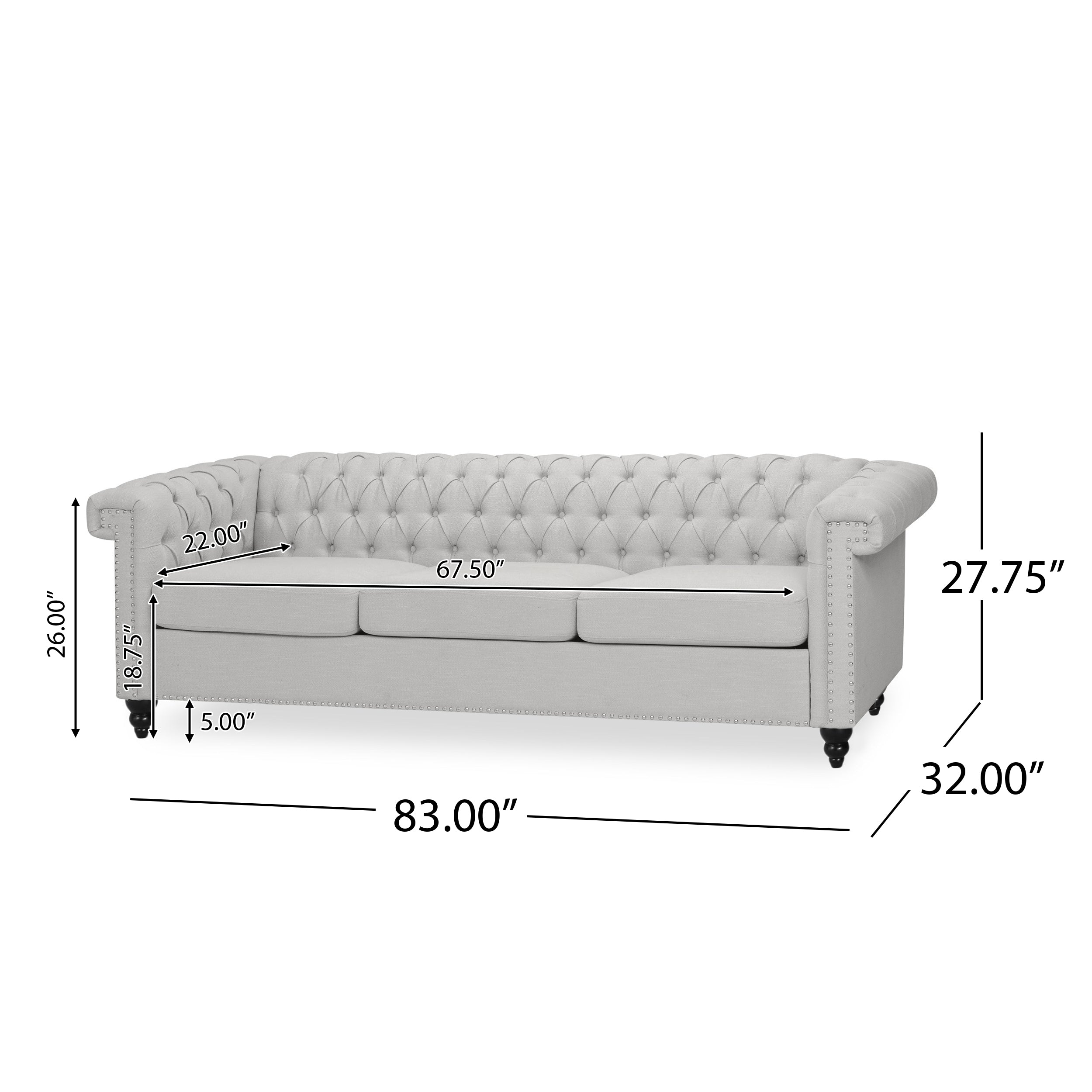 Chesterfield-Style 3 Seater Sofa