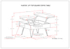 Hunter 32 Inch Wide Solid Mango Wood Lift Top Square Coffee Table