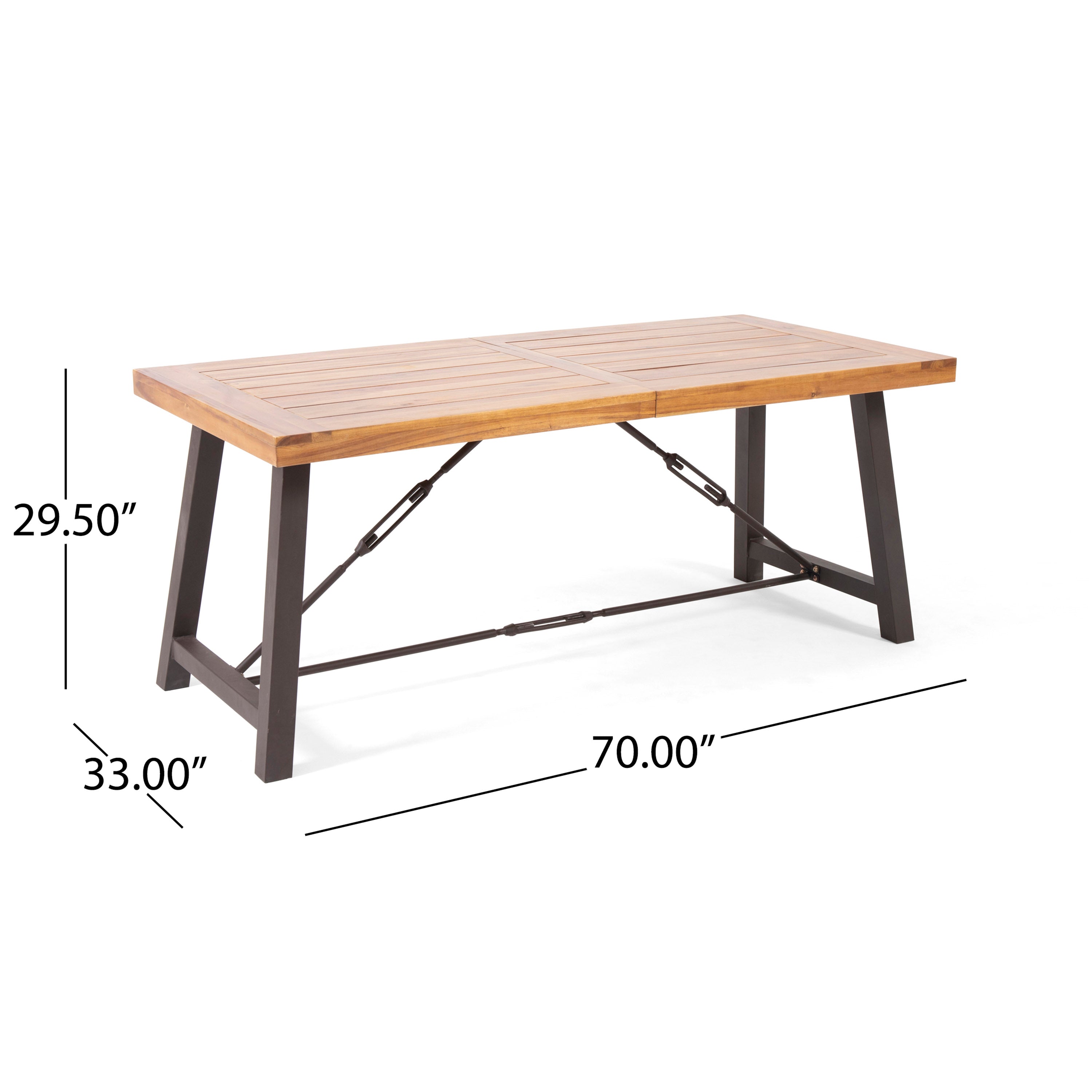 Outdoor Acacia Wood Metal Base Dining Table - Teak