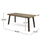 Della Outdoor Acacia Wood Dining Table with Metal Legs