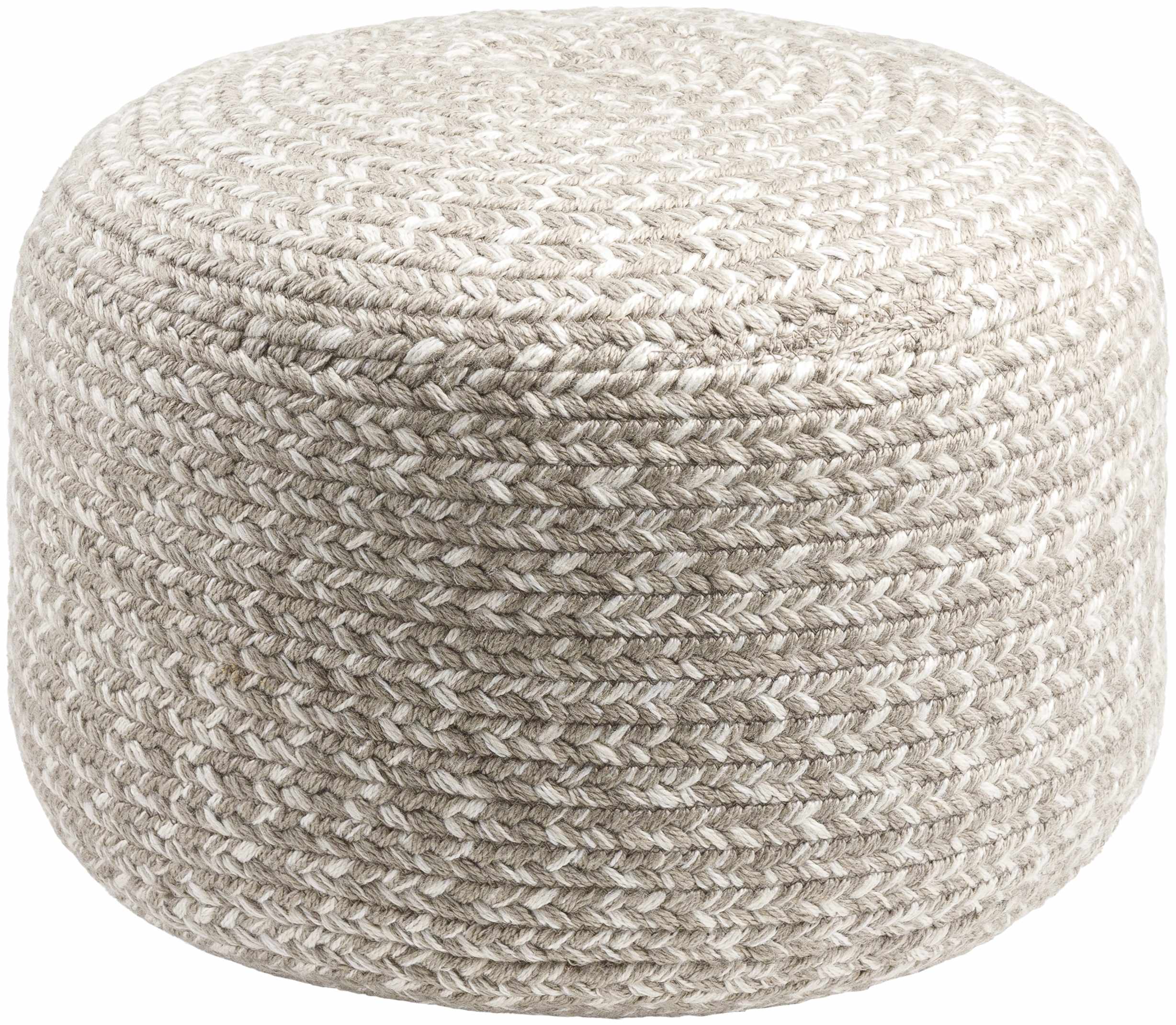 Tonanitla Natural Fiber Light Gray Knitted Outdoor Pouf