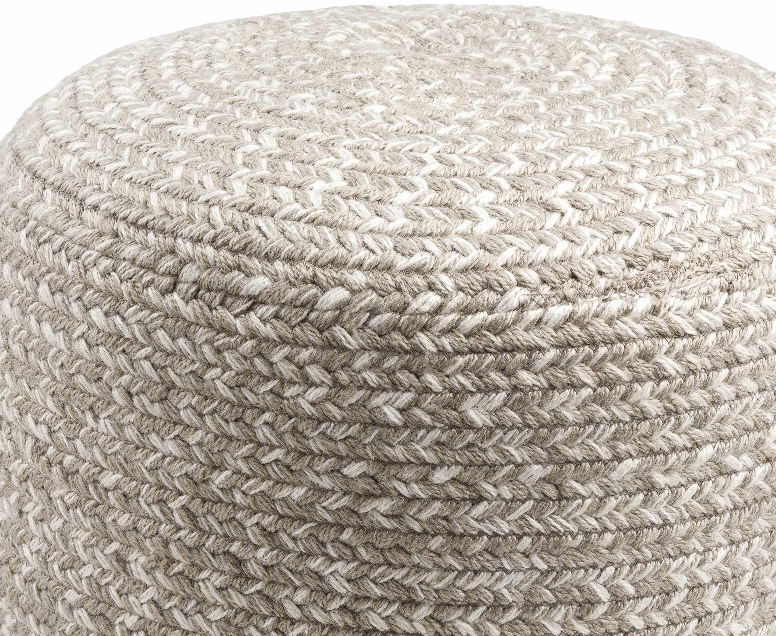 Tonanitla Natural Fiber Light Gray Knitted Outdoor Pouf