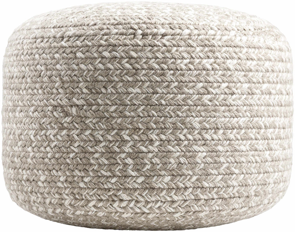 Tonanitla Natural Fiber Light Gray Knitted Outdoor Pouf