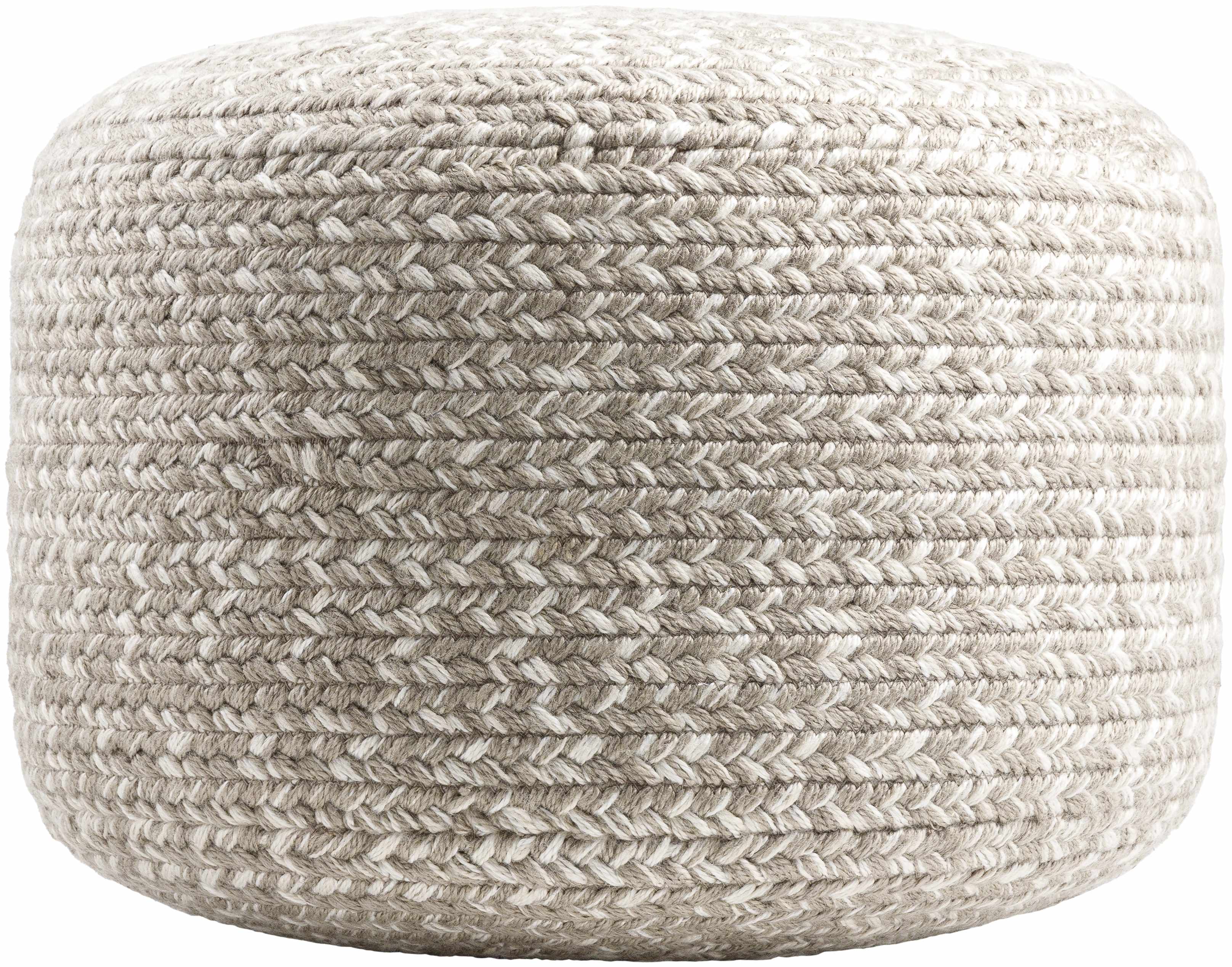 Tonanitla Natural Fiber Light Gray Knitted Outdoor Pouf