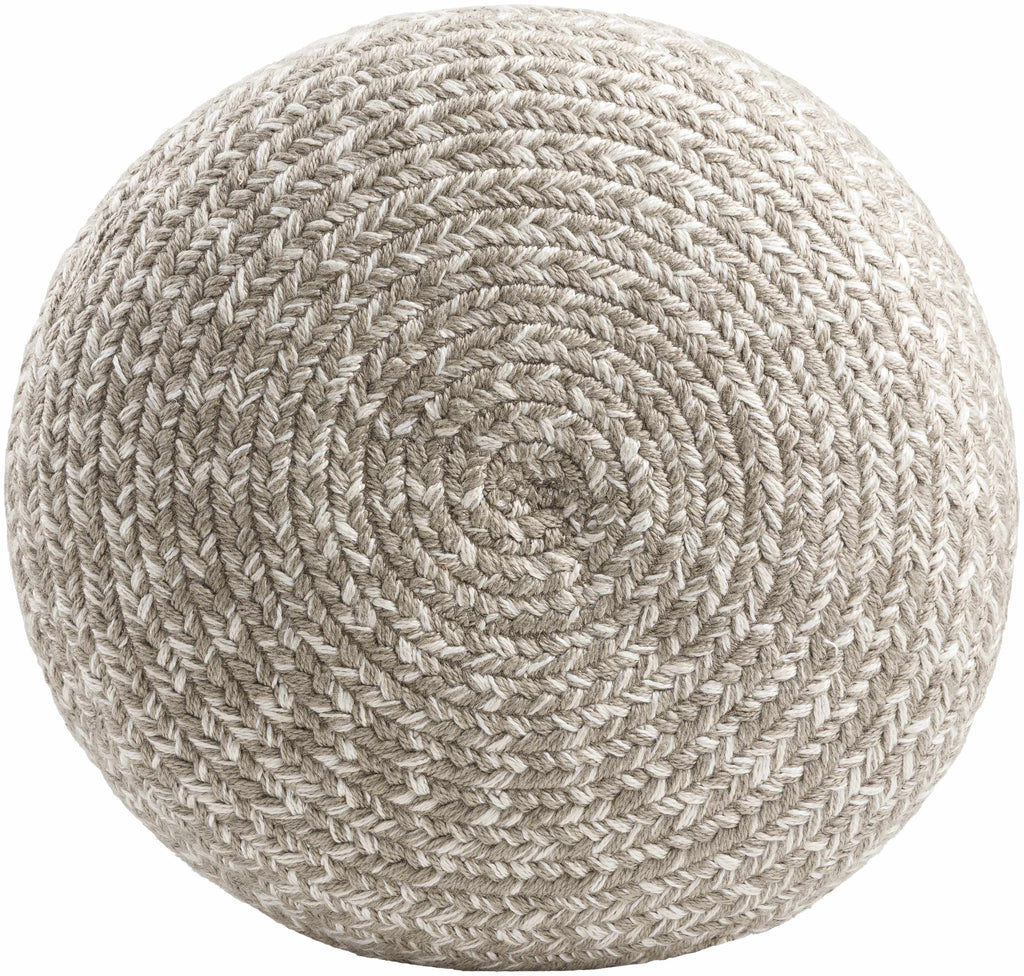 Tonanitla Natural Fiber Light Gray Knitted Outdoor Pouf