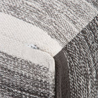 Naya 16 Inch Wide Cube Pouf in Black/Grey Handwoven Cotton