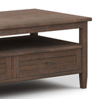Warm Shaker Solid Wood 48 Inch Wide Transitional Coffee Table