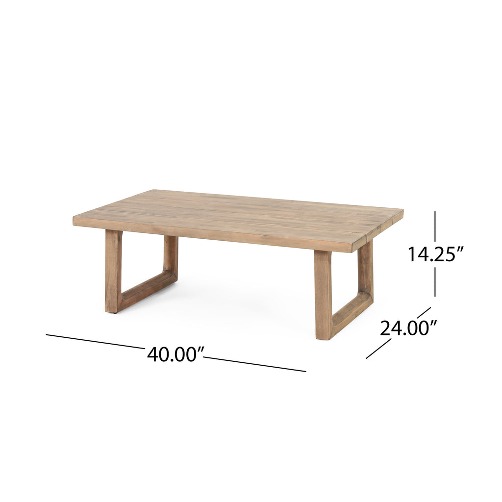 Outdoor Acacia Wood Loveseat and Coffee Table Set