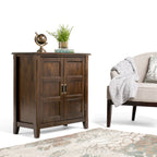 Burlington 30 Inch Wide Solid Wood Low Storage Cabinet in Mahogany