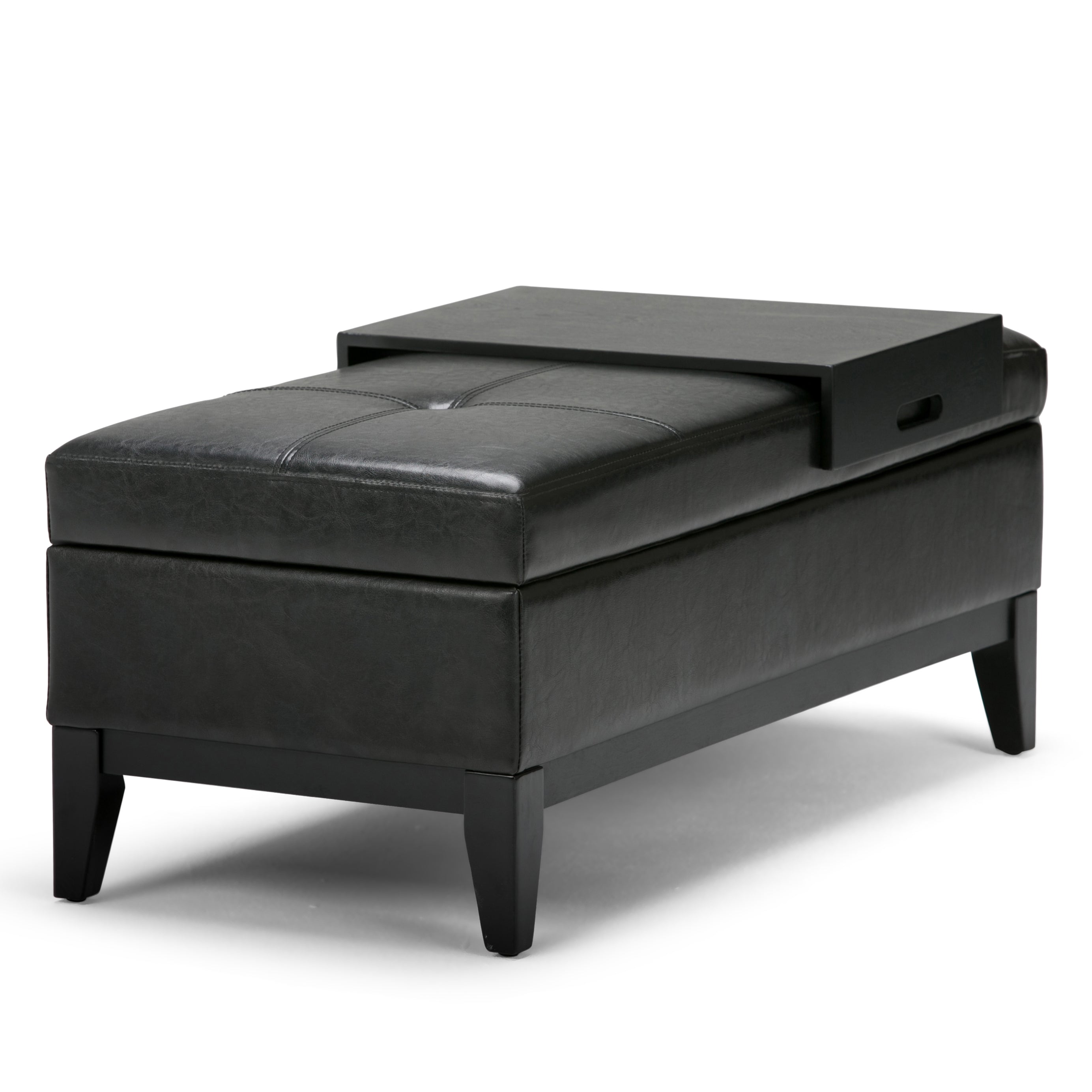 Oregon 42 Inch Wide Storage Ottoman Bench with Tray