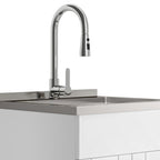 Modern Wide Shaker - 24" Laundry Cabinet with Faucet and Stainless Steel Sink