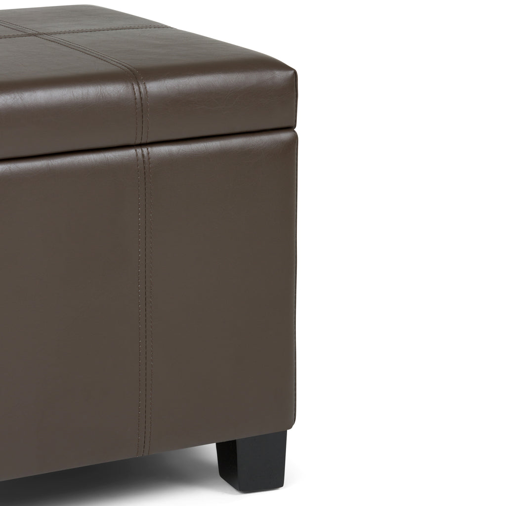 Dover 36 Inch Wide Storage Ottoman Bench in Chocolate
