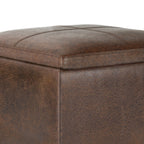 Rockwood 17 Inch Wide Cube Storage Ottoman with Tray in Distressed