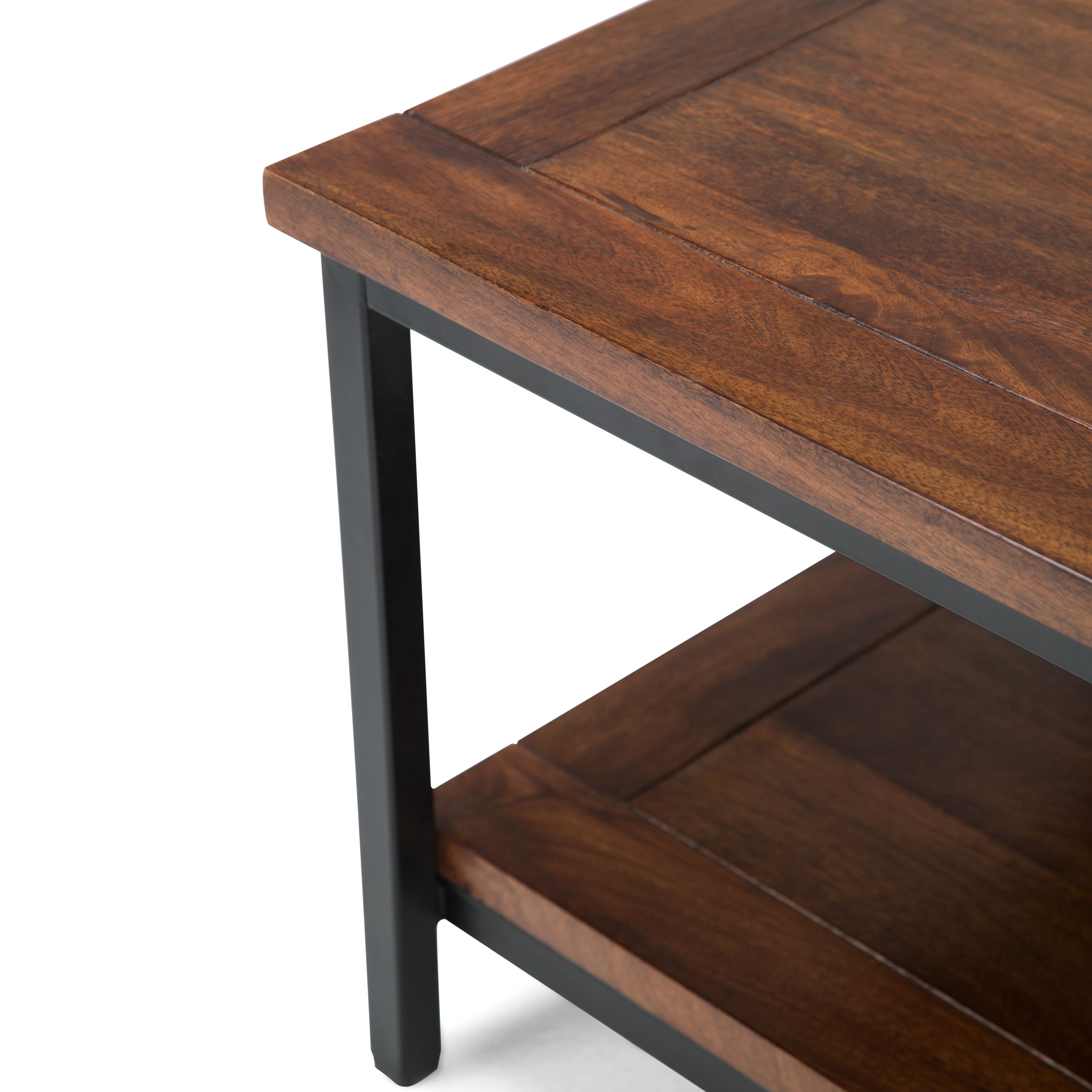 Skyler 48 Inch Wide Solid Mango Wood Coffee Table in Dark