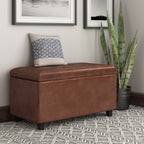 Cosmopolitan 34 Inch Wide Storage Ottoman in Distressed Saddle