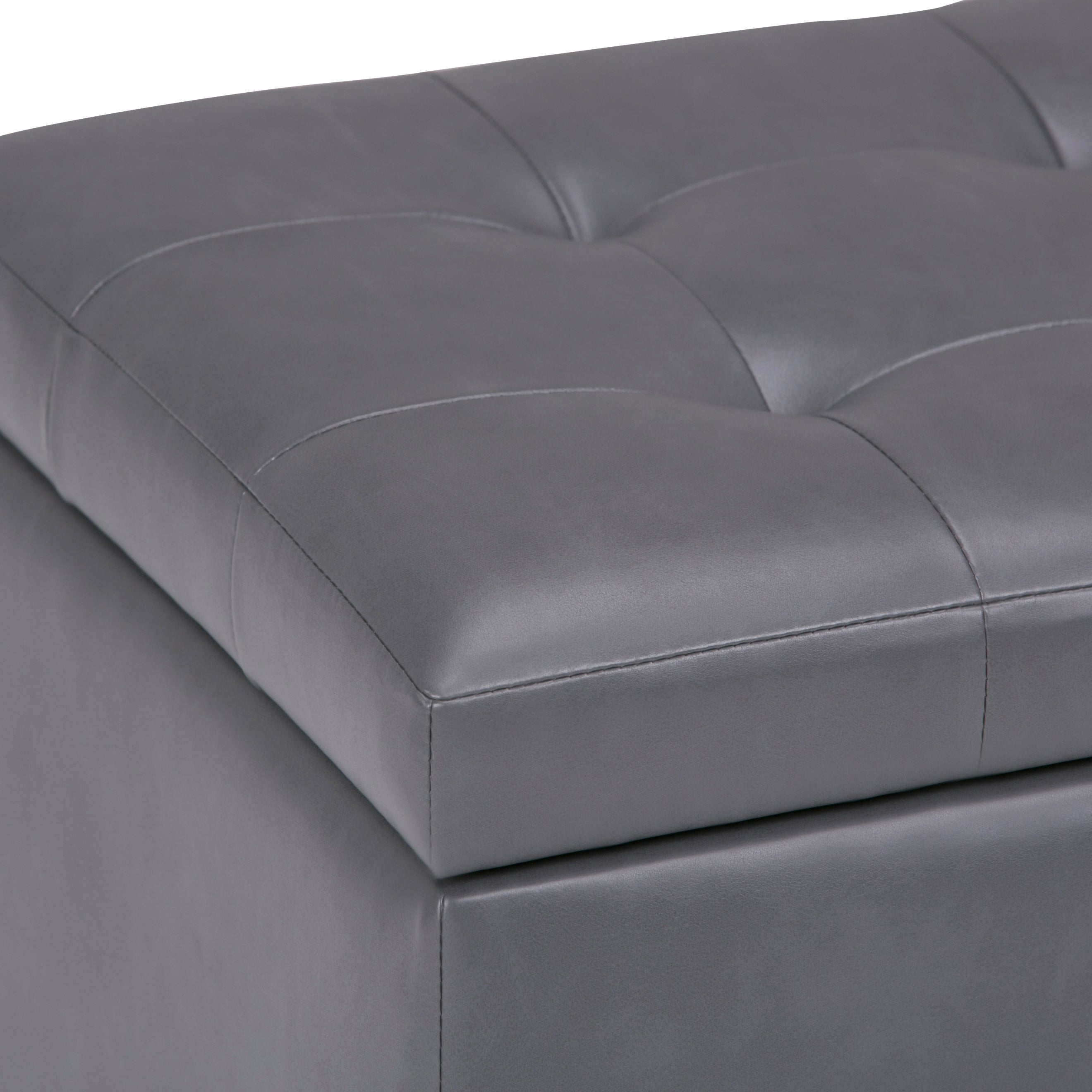 Cosmopolitan 34 Inch Wide Storage Ottoman in Stone