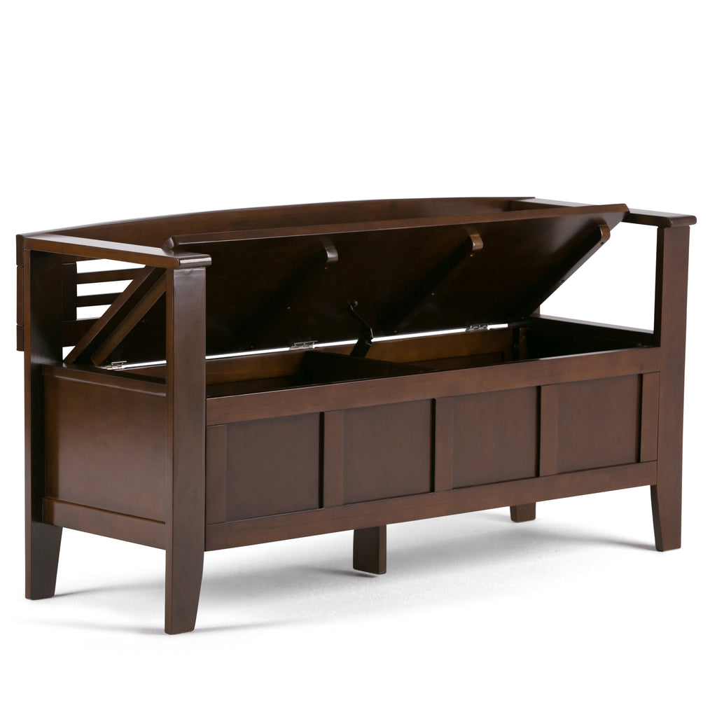 Adams 48 Inch Wide Solid Wood Entryway Storage Bench in Rustic Medium